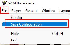save configuration